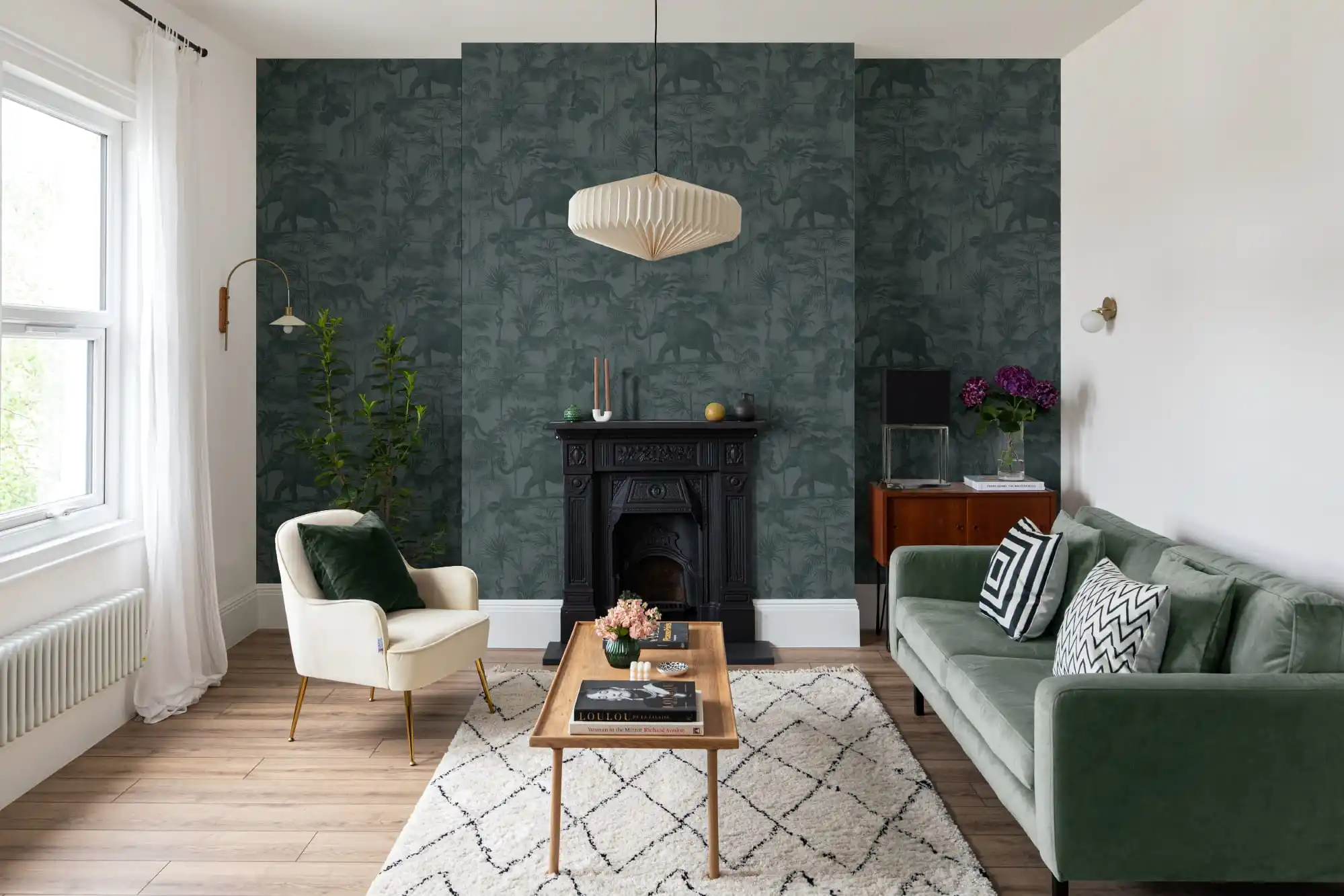 Professional wallpaper installation in a luxury New York home interior